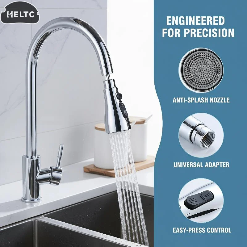 3 In 1 Kitchen Faucet Extender Universal 360° Rotate Pull Out Kitchen Tap Multi-mode Strong Flushing Booster Kitchen Accessories