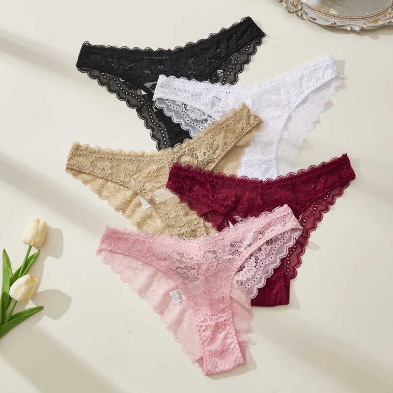 Sexy Damenunterwäsche Spitzen-Slips mit 3D-Stickerei - Vielseitige, Bequeme und Atmungsaktive Niedrig Sitzende Unterwäsche