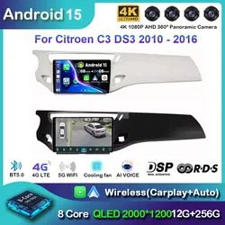Android 15 For Citroen C3 DS3 2010 2011 2012 2013 2014 2015 2016 Car Radio Multimedia Player Carplay GPS Navigation No 2din DVD