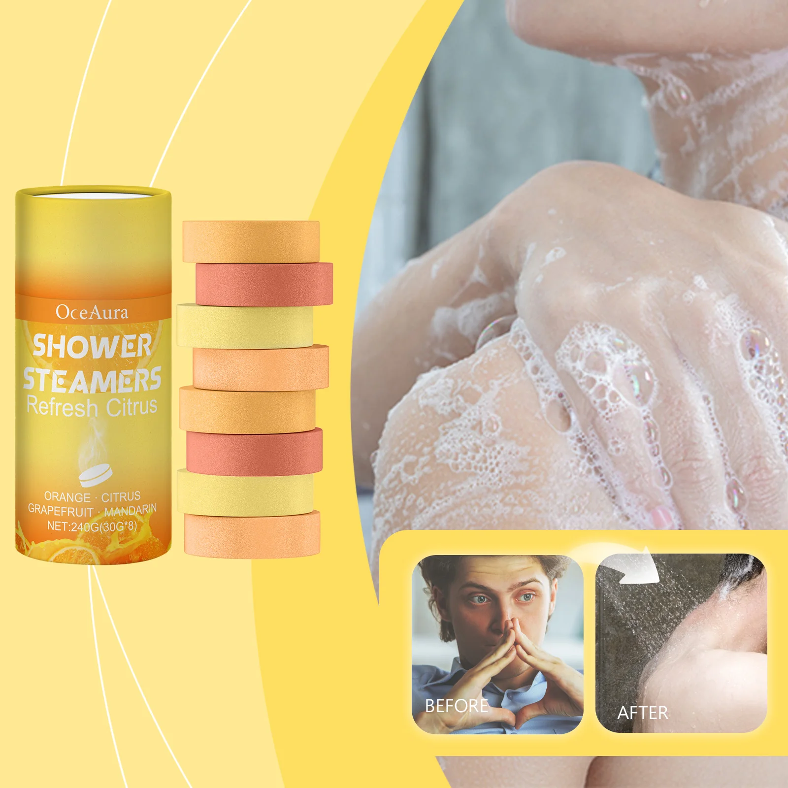 

Lavender Shower Tablets Long-Lasting Fragrance Bath Bombs Stress Relief Nighttime Spa Body Citrus Aromatherapy Shower Steamers