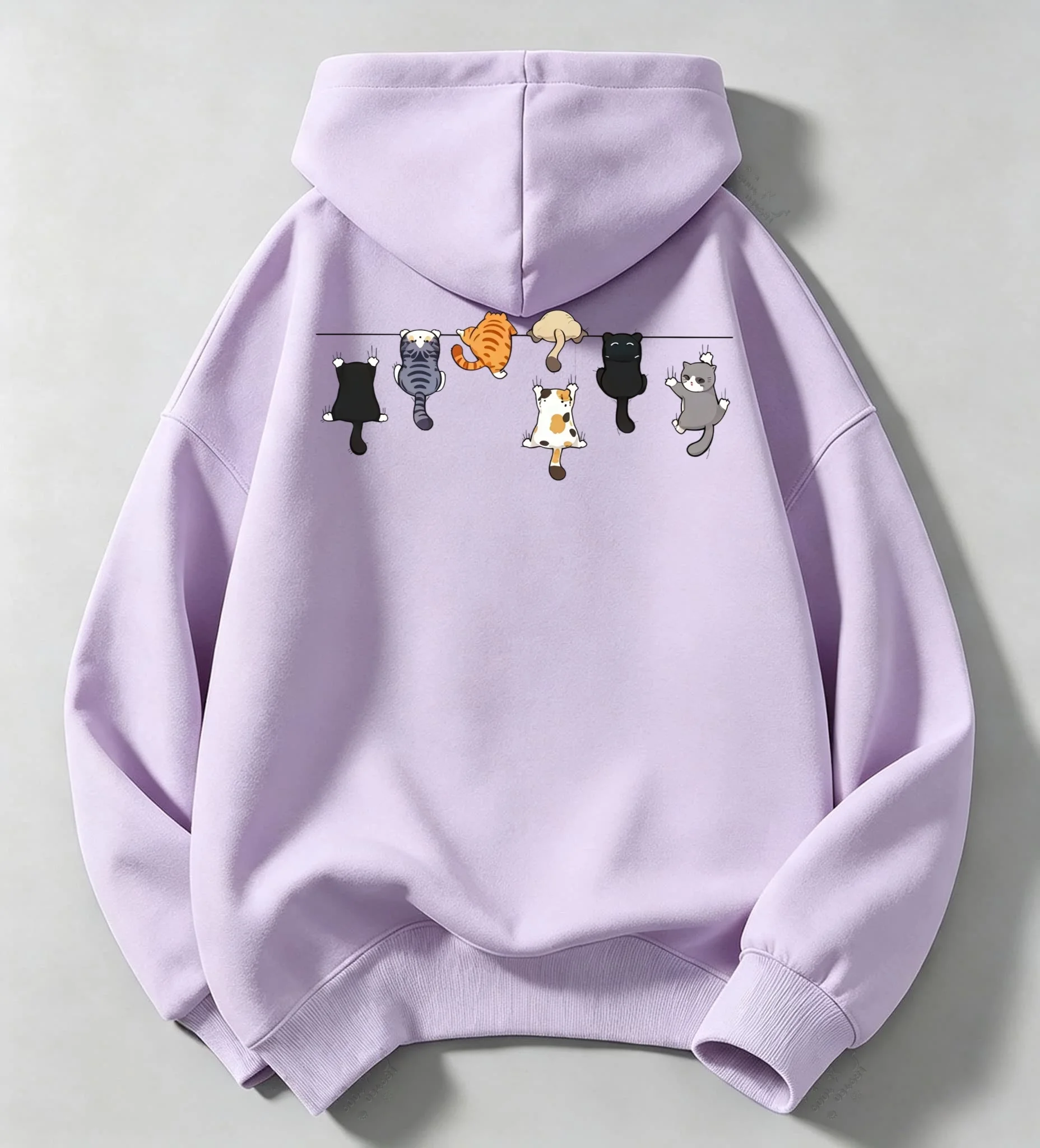 Kapuzenpullover mit Cartoon-Katzenmuster für Herren, geeignet für Frühling, Herbst und Winter, lässiger Kapuzenpullover in großer Größe, Streetwear für Paare. – Detail 15