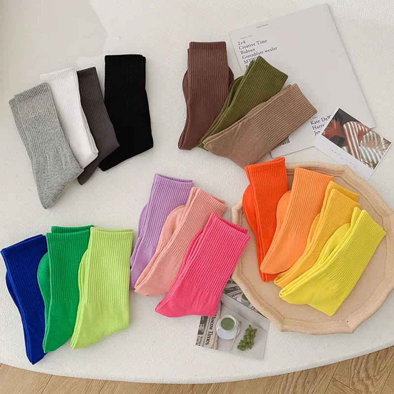 Women's New Autumn-winter Fine-combed Cotton Breathable Long Socks in Candy Colors, Simple and Versatile Sports Socks