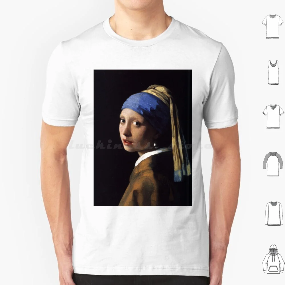 Johannes Vermeer , Girl With A Pearl Earring , 1665 T Shirt Big Size 100% Cotton Johannes Vermeer Het Meisje Met De Parel Girl