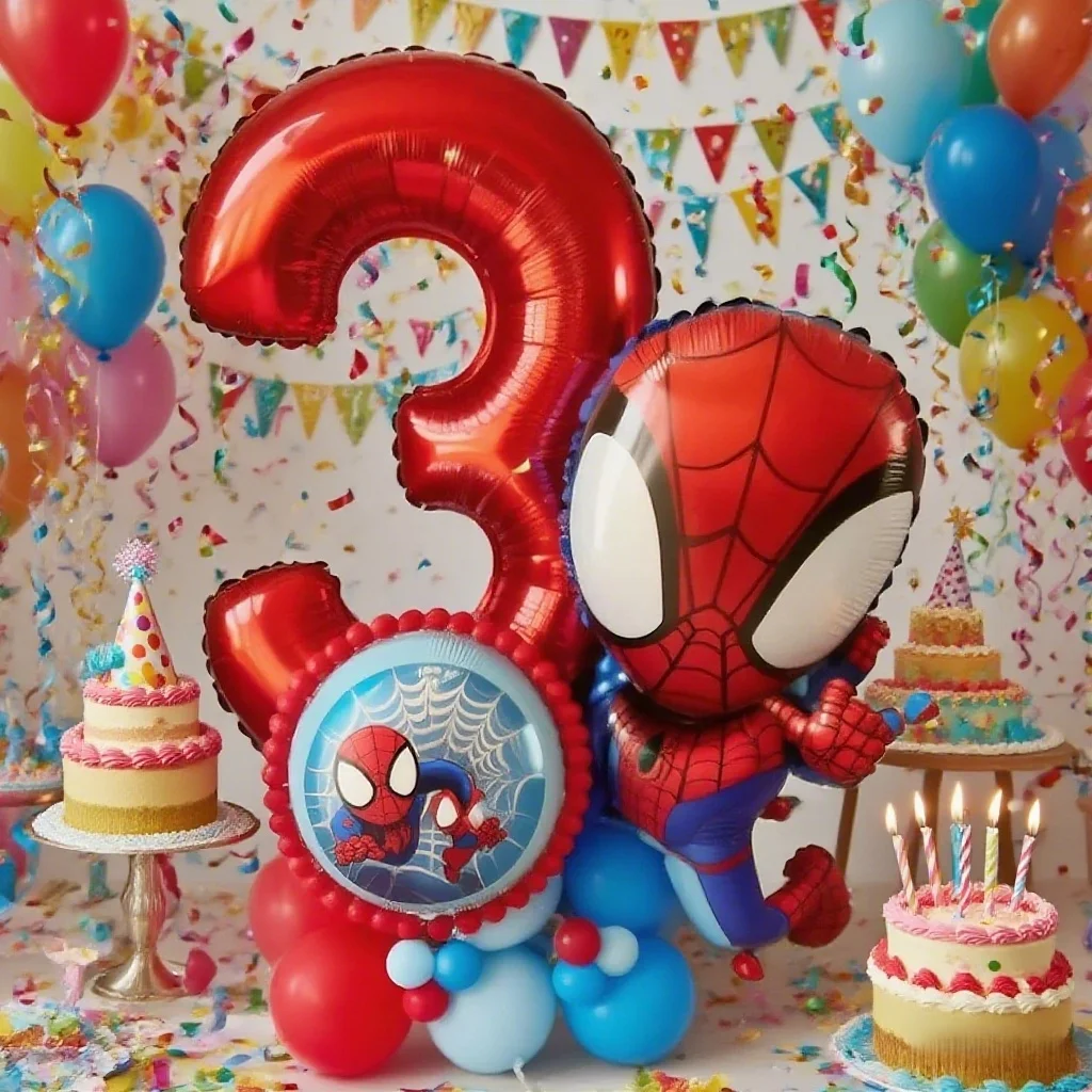 Spider and His Amazing Friends Spider Number Aluminum Balloons Birthday Party Decorations Balloon for Kids Baby Shower gifts view 2