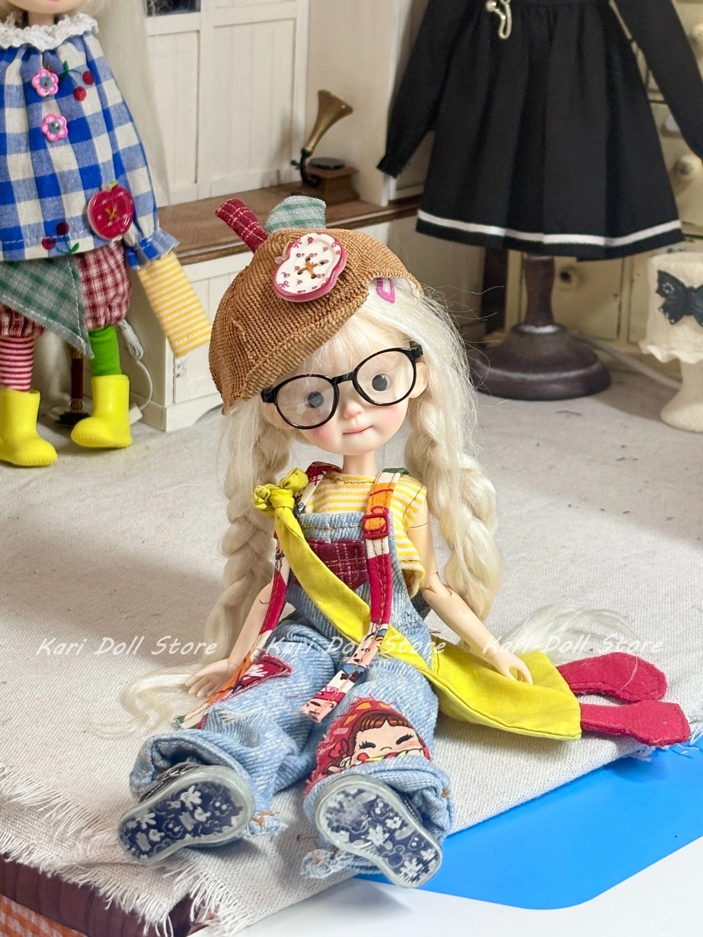 ملابس وتنورات دمى كاري 2025 طقم صدرية مخططة من قماش الدنيم غير رسمي لدمية Landazz Landoudou