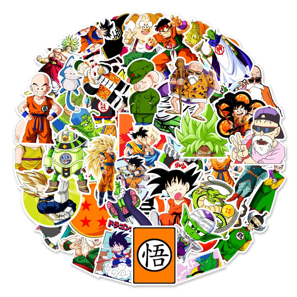 

10/30/50pcs Cool Anime Dragon Ball Stickers Cartoon Son Goku Decals Motorcycle Phone Laptop Diary Classic Manga Sticker Kids Toy