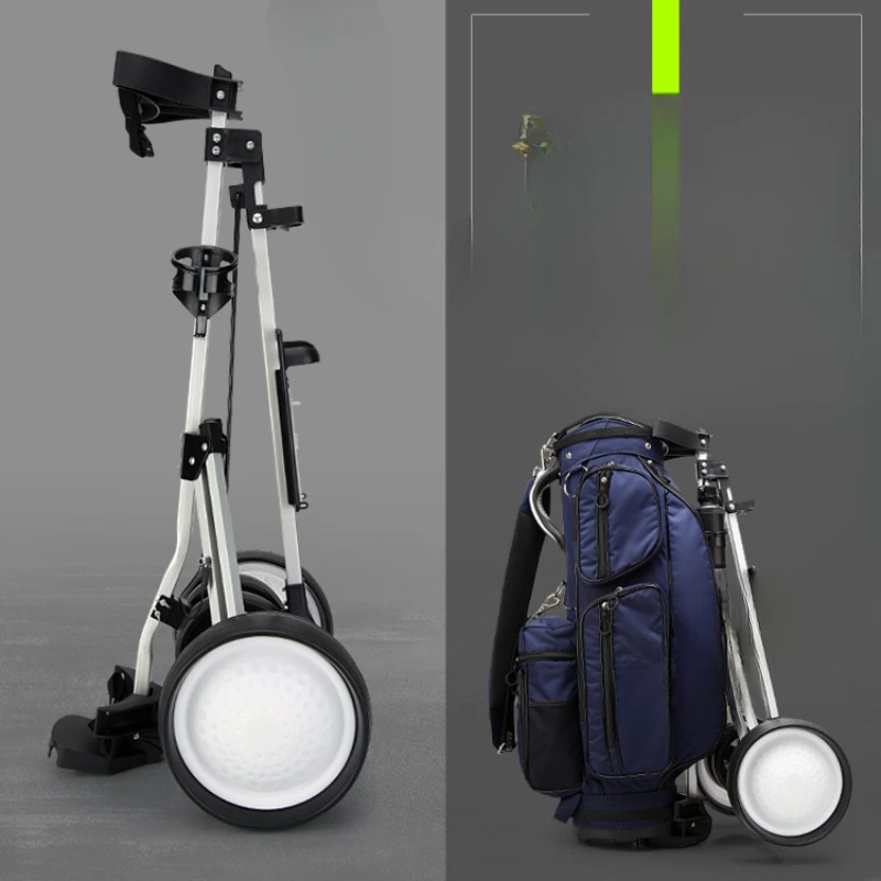 , Golf bag trolley, foldable teen adult four-wheel handbrake trolley, course trolley