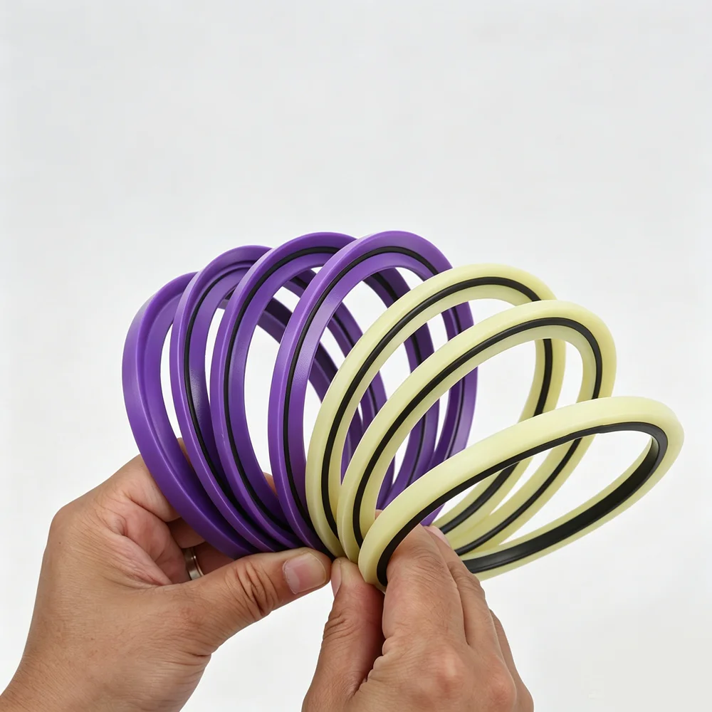 Yellow/purple HBY Sealing Ring Buffer Ring Shaft Combination PU Polyurethane Hydraulic Cylinder Oil Seal  ID 40mm-180mm