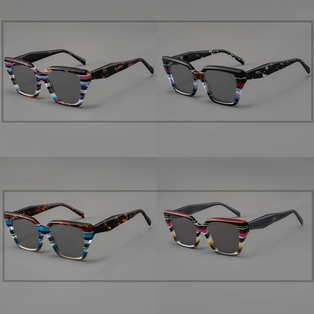 نظارات شمسية مع برشام مصنوعة يدويًا من الأسيتات الكلاسيكية الكلاسيكية المصنوعة يدويًا