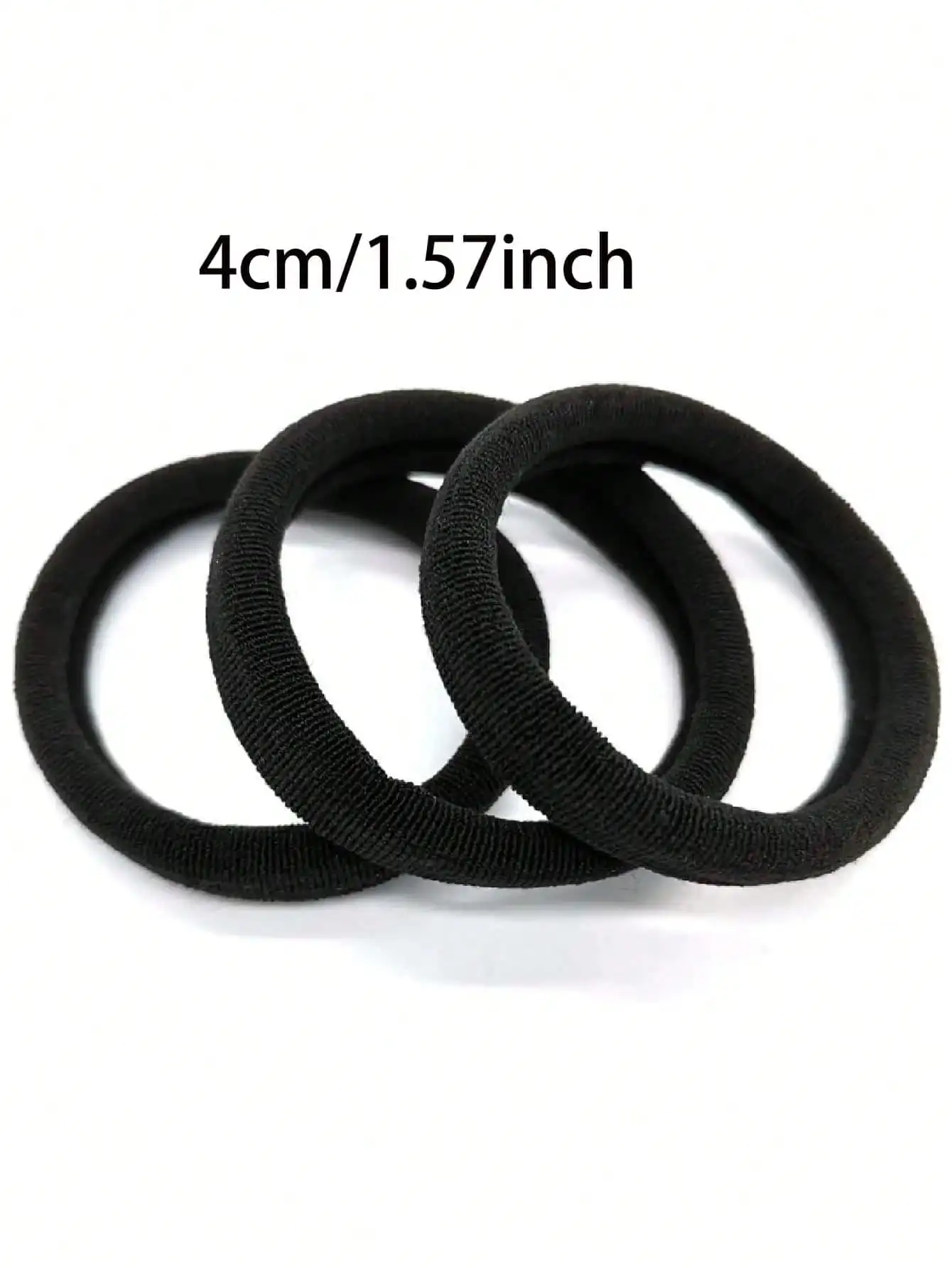 100Pcs Black Fabric Hair Bands 4CM High Elasticity Minimalist Style Hair Ties for Braids And Ponytails image 6