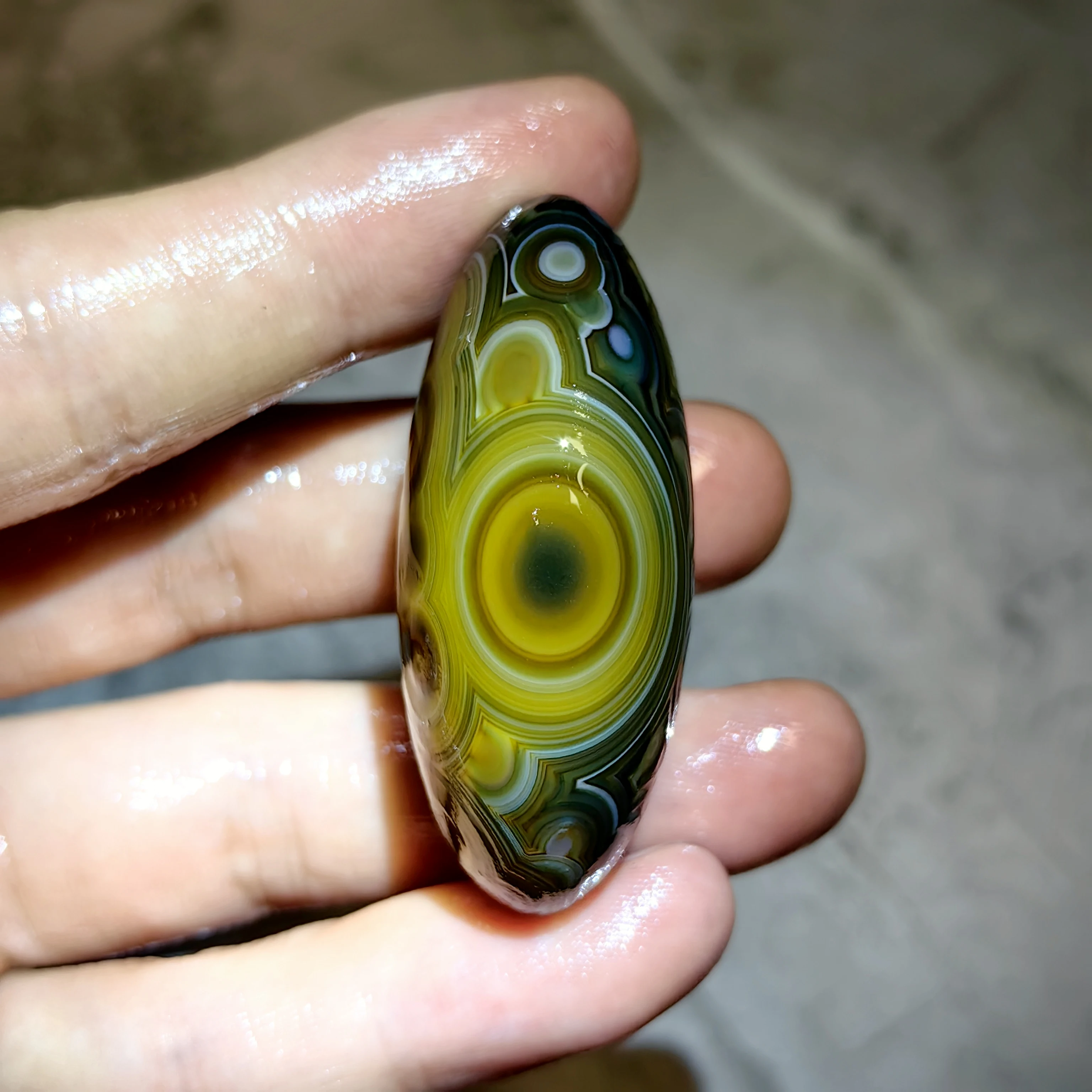 Natural Gobi Eye Agate Stone with Flower Eye Unique Concentric Ring Chakra Balance for DIY Jewelry Making Desktop Decor Gift