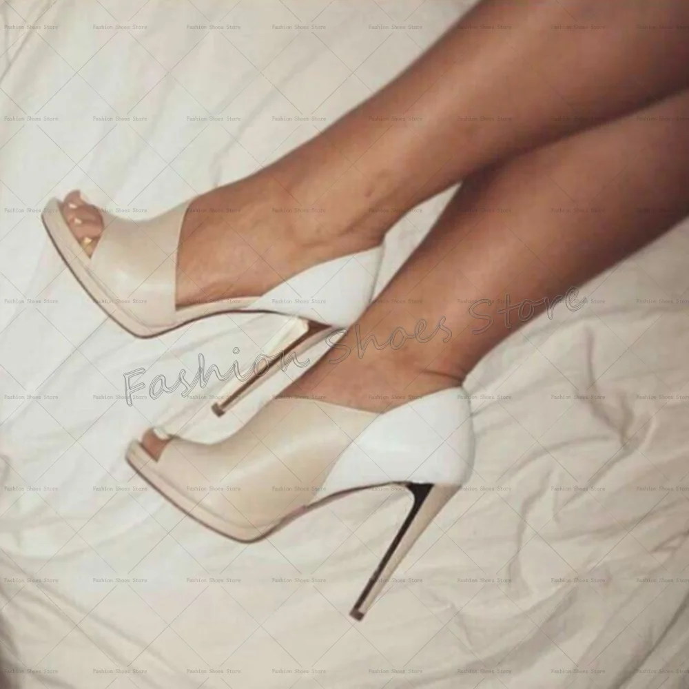 

Peep Toe Matte Leather Splicing Sandals Stilettos High Heels High Heel Shoes for Women Sexy Heels 2025 New Zapatos Para Mujere