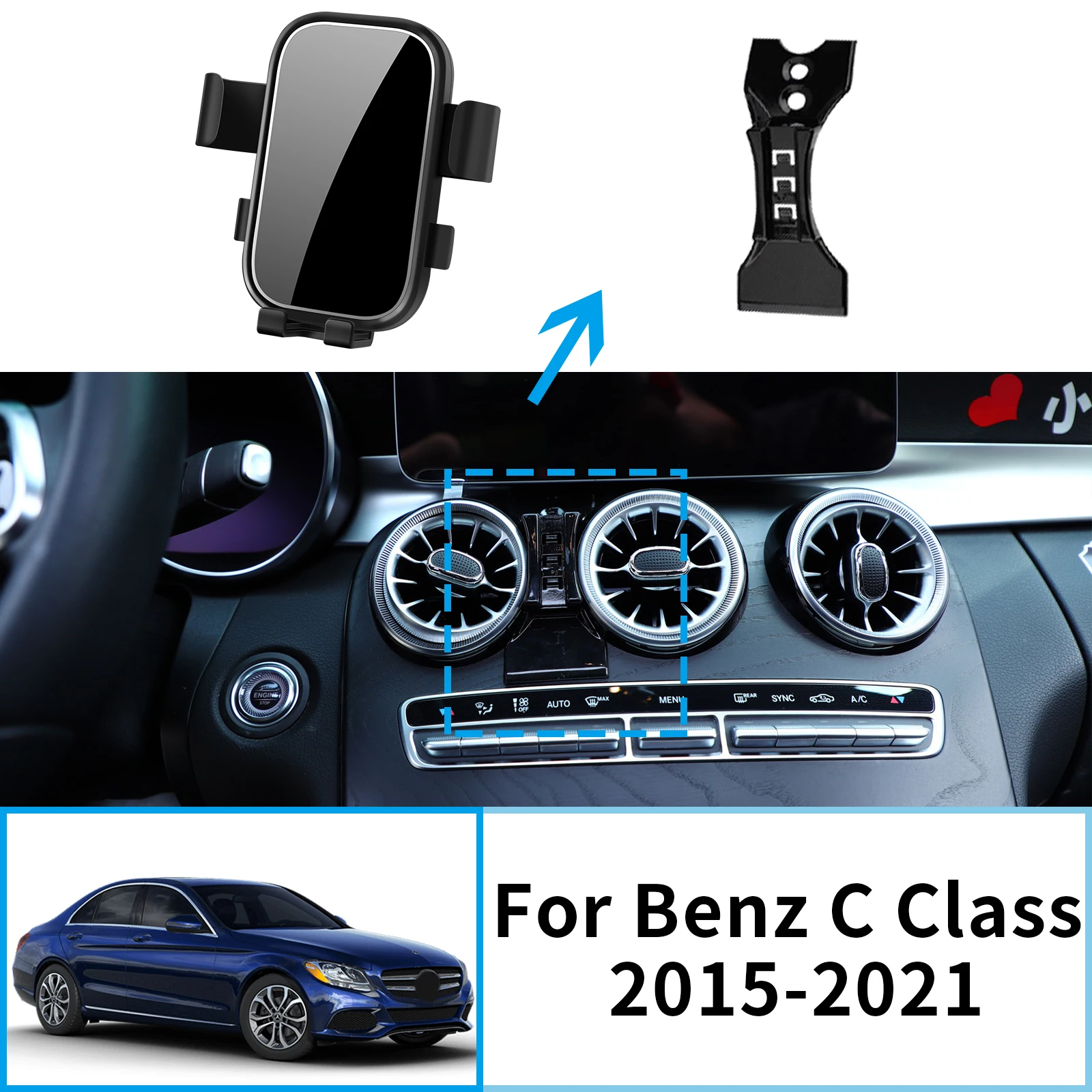 

Car Mobile Phone Holder GPS Bracket for Benz C Class W205 2015 2016 2017 2018 2019 2020 2021 Navigation Stand Auto Accessories