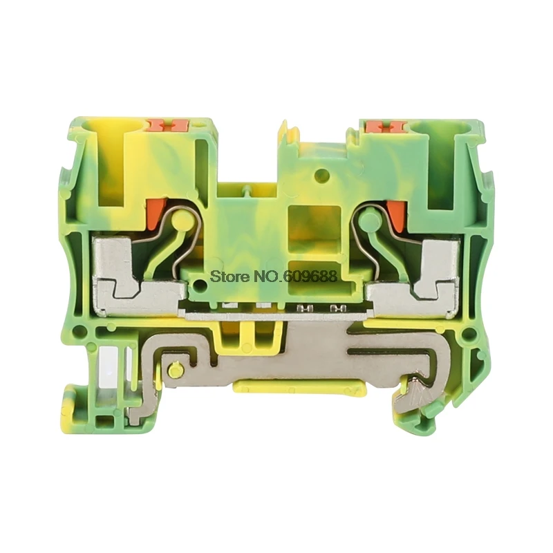 Din Rail Terminal Block PT-6PE Ground Spring Feed Through Connection Push In Screwless Wire Conductor PT6-PE