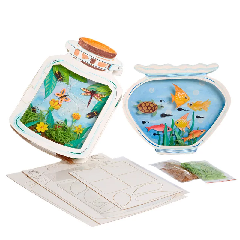 DIY Craft Toys Creativity for Children Scrapbooking Materials Arts Insects Fish landscape Paper Crafts Stuff Educational Toys