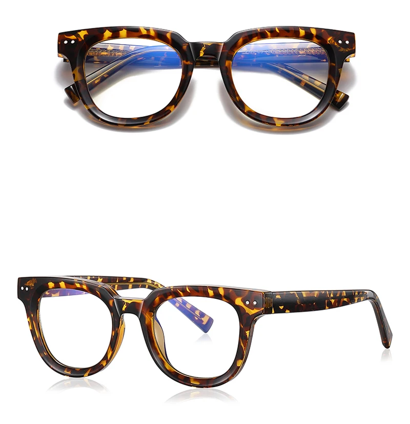 Peekaboo TR90 Anti-Blaulicht-Brille für Herren, Retro-Stil, klare Gläser, optischer Brillenrahmen, Damen, klare Gläser, Nieten, Unisex – Detail 10