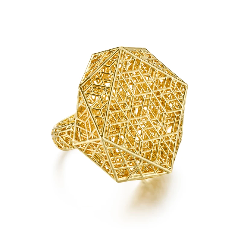 IVOG Ring mit polyedrischem geometrischem Design für Damen, geschmeidiger Luxusring, beliebtes Accessoire, Flagship-Store