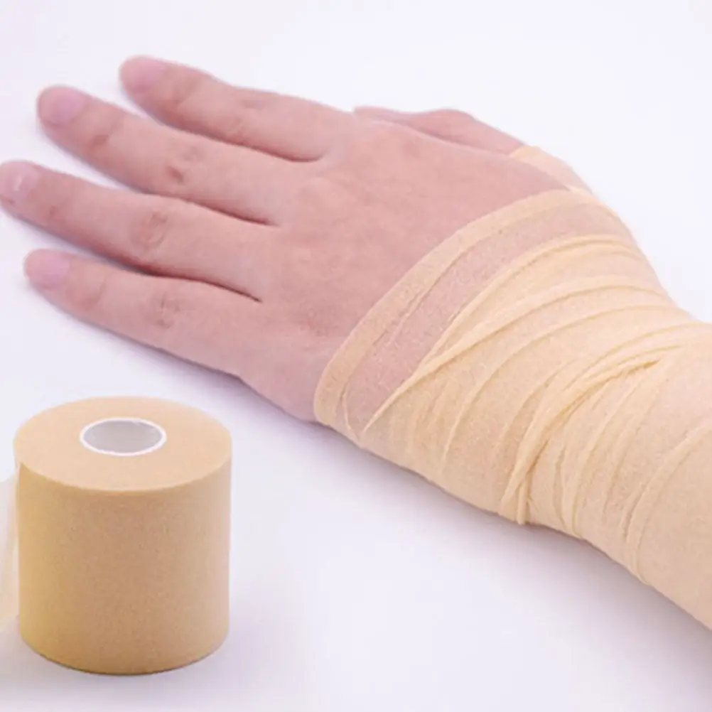 2 Rolls Elastic Sponge Shock-Absorption Sports Tape Sponge Sports Wrap Prewrap Athletic Bandage Tape Skin-Friendly Sweat