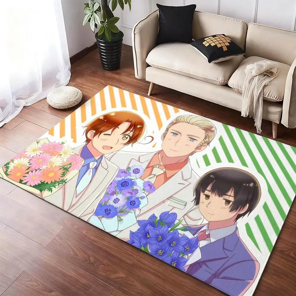 

H-Hetalia World S-Stars Floor Mat Soft Thickened Non-Slip Door Mat for Living Room Home Decor Flannel Rugs