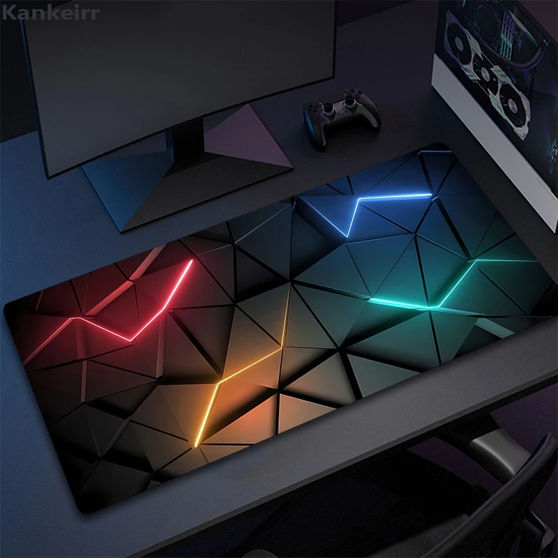 

Gaming Mousepad XXL Mouse Pad Nice 3D Geometric Rhombic Crack Anime Mouse Mats Deskmat Mause Pad Gamer Kawaii Desk Accessories