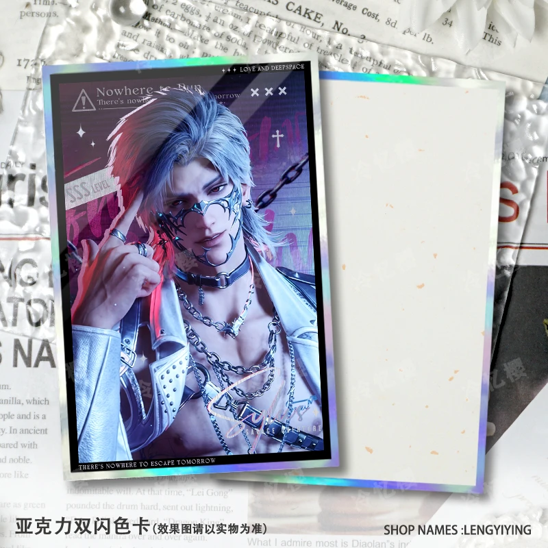 새로운 사랑과 Deepspace Rafayel Xavier Caleb Sylus Zayne 크리 에이 티브 애니메이션 게임 주변 더블 플래시 만화 카드 아크릴 장식품