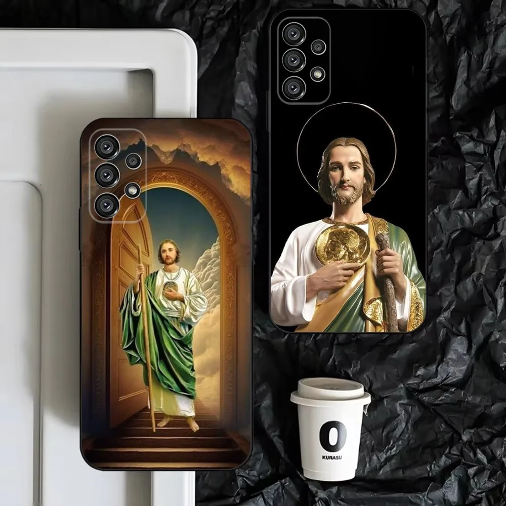 

San Judas Tadeo Phone Case For Samsung S25,S24,S23,S22,S21,S20,S10,Ultra,Plus,Lite,FE,Soft Silicone Black Cover