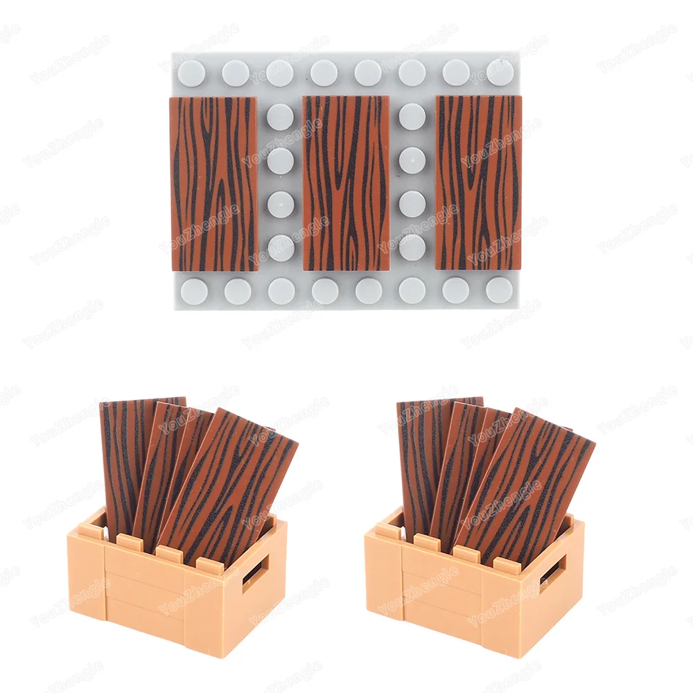 나무 질감 프린트 패턴 블록 87079 타일 베이스 2x4 부품 87079 조립 MOC 피규어 하우스 장면 모델 선물 소년 장난감