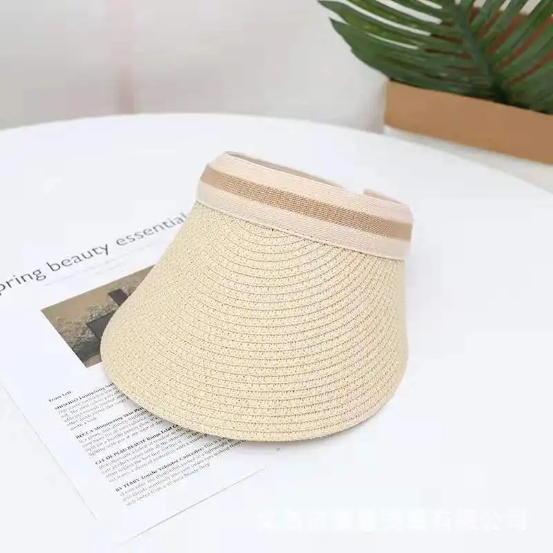 2025 neue Sommer Leere Top Sonnenhut Anti Uv Weibliche Outdoor Schirmmütze Casual Schatten Hut Stroh Breite Große Krempe strand Sonnenhut Dame