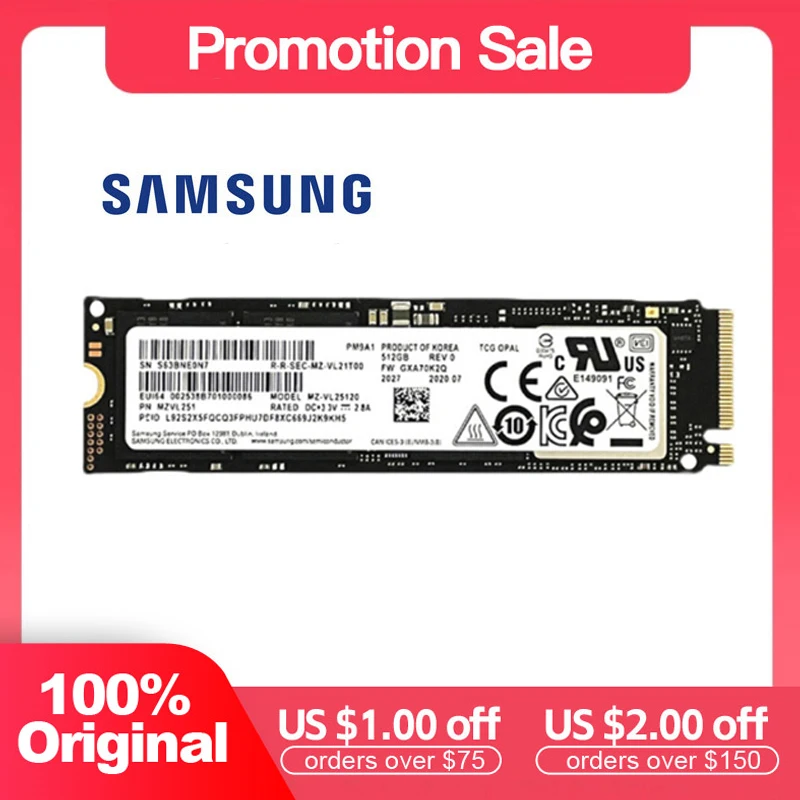 SAMSUNG SSD M.2 2280 PM9A1 256GB 512GB NVMe M.2 NVMe PCIe4.0 for