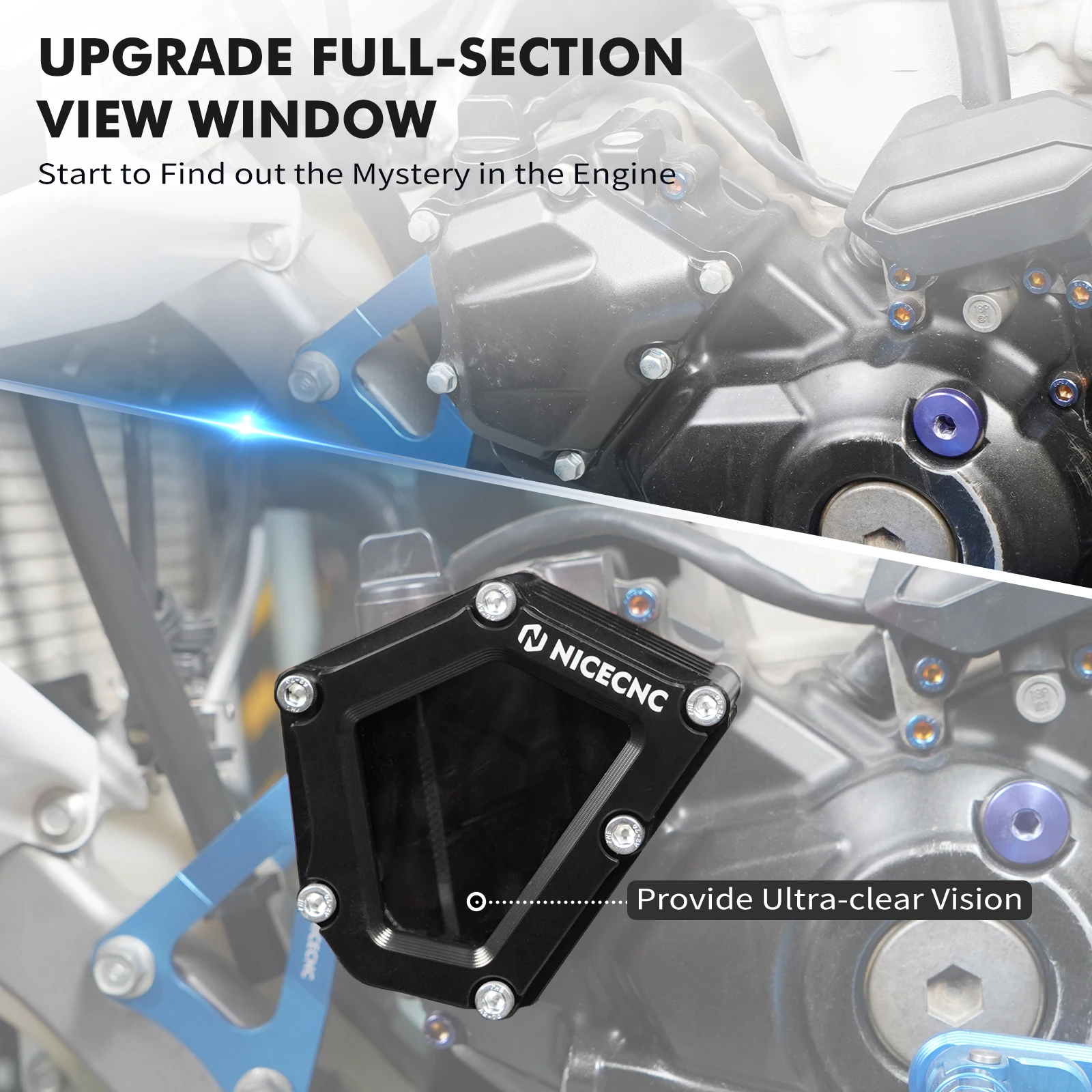 NICECNC Für Yamaha YFZ450R RSE 2009-2023 Kurbelgehäuse-Schutz Motorabdeckung Wärmeableitung Aluminium Sichtfenster ATV Zubehör – Detail 5