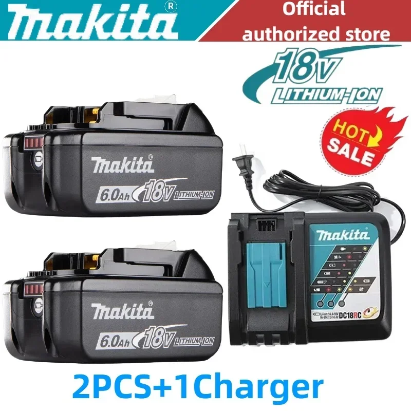 Makita 18V 6Ah replaceable BL1860 18650 rechargeable battery tool angle grinder DTW404 wrench DTW700 drill DDF487 with charger