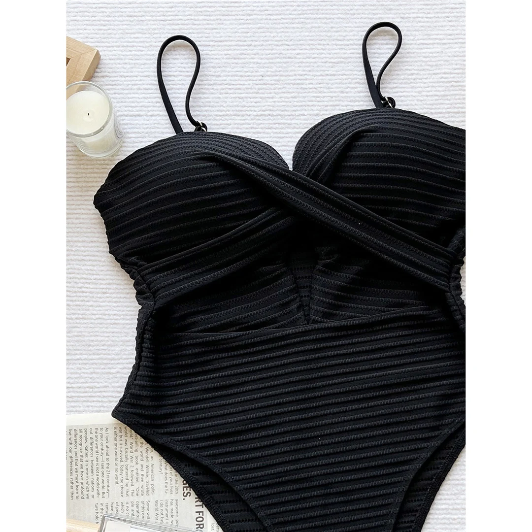 Neuer, sexy, ausgeschnittener, geraffter Badeanzug mit hohem Beinausschnitt für Damen, einteiliger Badeanzug, Damen-BH-Cup, Monokini, Badebekleidung, Badeanzug, Modell V6614 – Detail 14