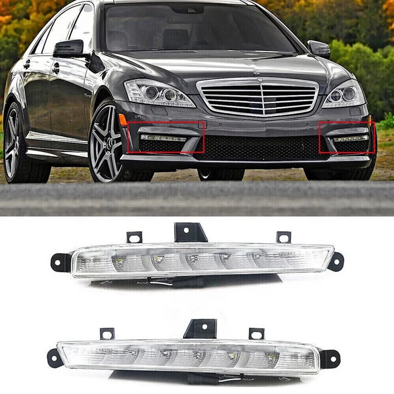 

Car LED Fog Lamps Daytime Running Driving Lights H7 Bulb Shape 2218201356 2218201456 for Mercedes Benz S-Class W221