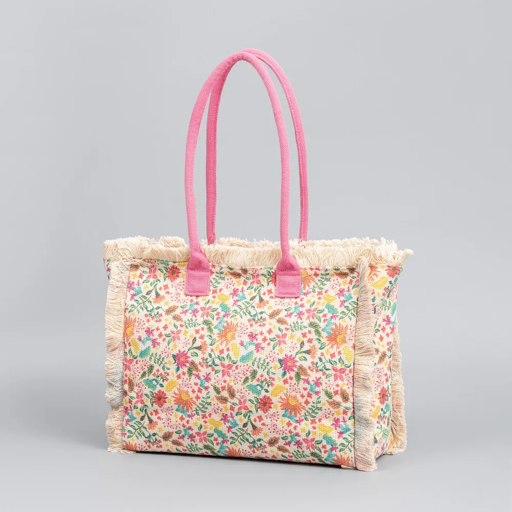 

Bohemian Fashion Canvas Women's Tote Bag 2025 Large Capacity Zippered Printing Handbags Versatile Shoulder Bags Wallets Commuter