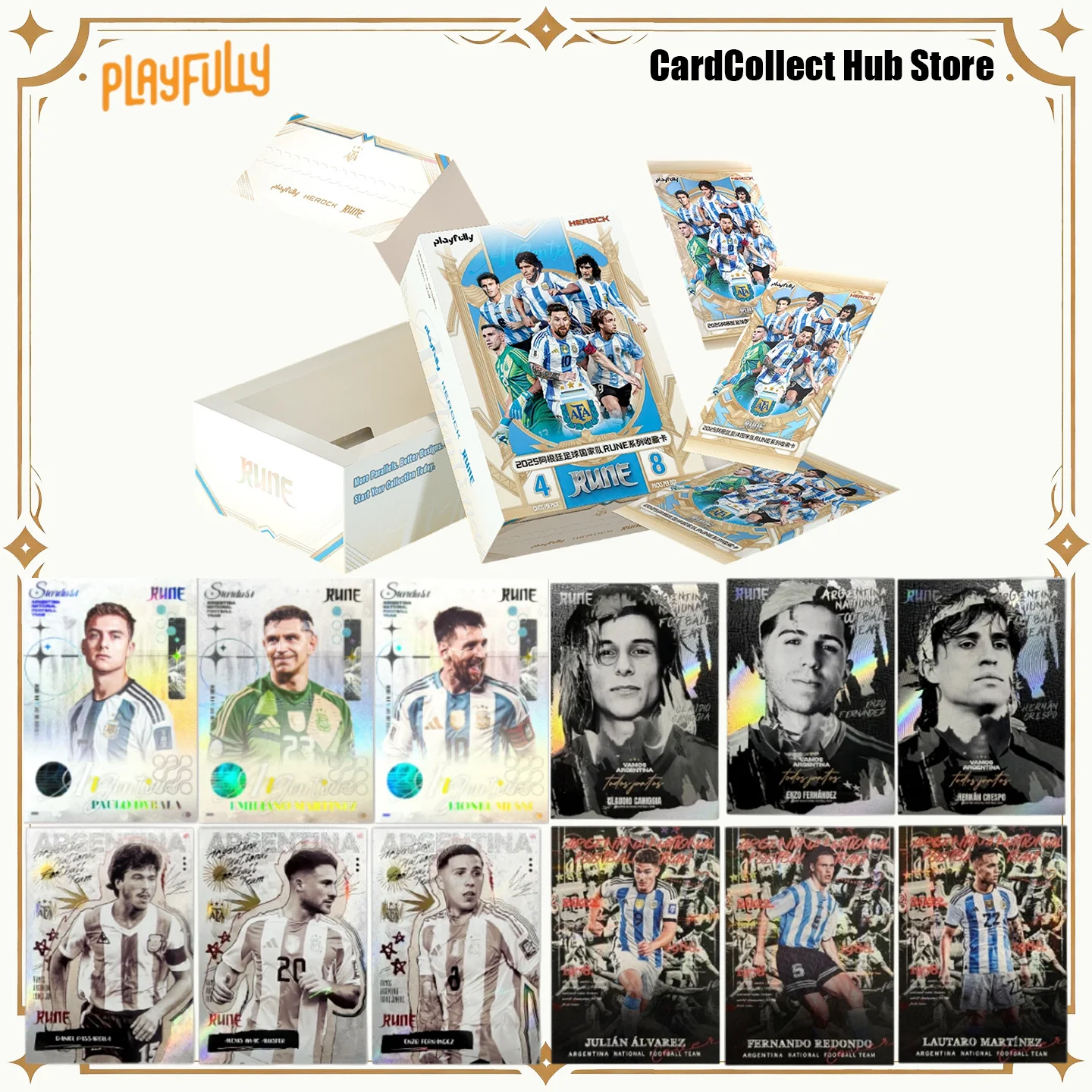 playfully-2025-herock-argentine-rune-legend-cartes-de-football-messi-maradona-batistuta-boite-complete-scellee-cadeaux-de-football-a-collectionner