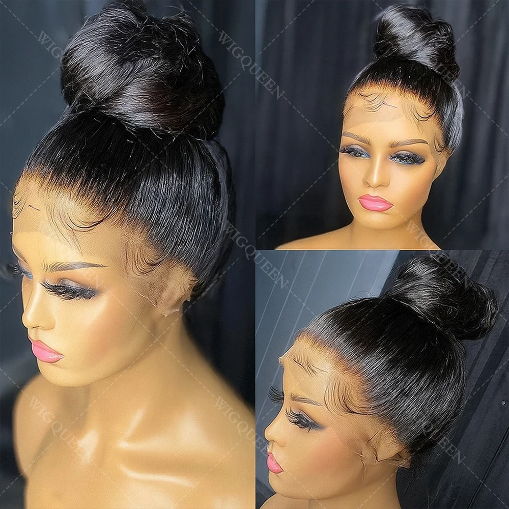 حقيقي غير مرئية حزام دافئ صالح 360 HD كامل الدانتيل غلويليس شعر مستعار أمامي شعر مستعار حريري مستقيم 13x4 5x5 الدانتيل الجبهة شعر مستعار أسود شعر الإنسان #1