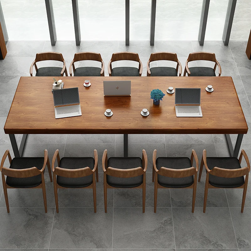 

Solid wood, large board table, office, conference, rectangular, negotiation, simple, modern