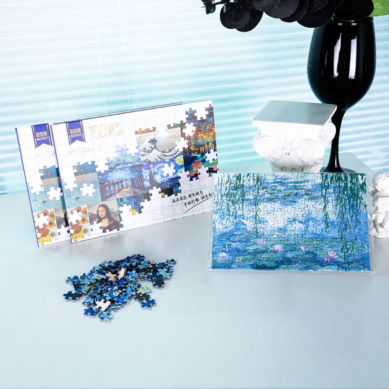 

Mini 150pcs Puzzle Monet Water Lily Postcards Puzzle Envelope Packaging