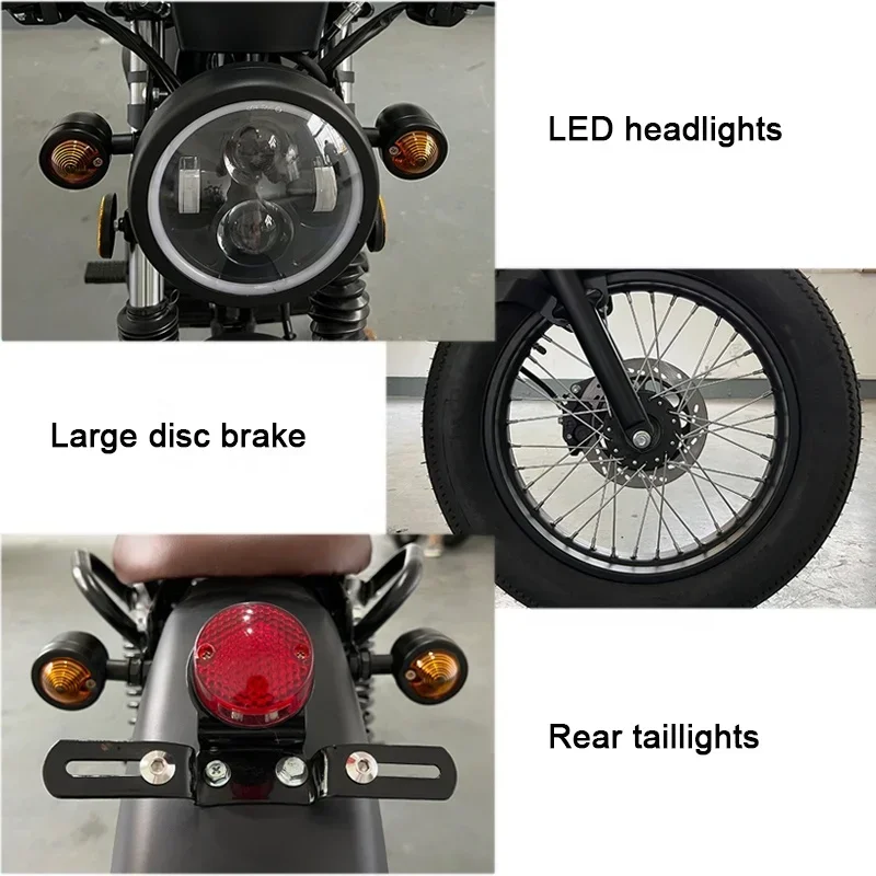 STLF 루위안 슈퍼 파워 2000w 카페 레이서 모터바이크 슈퍼 롱 레인지 전기 자전거 레트로 전기 오토바이