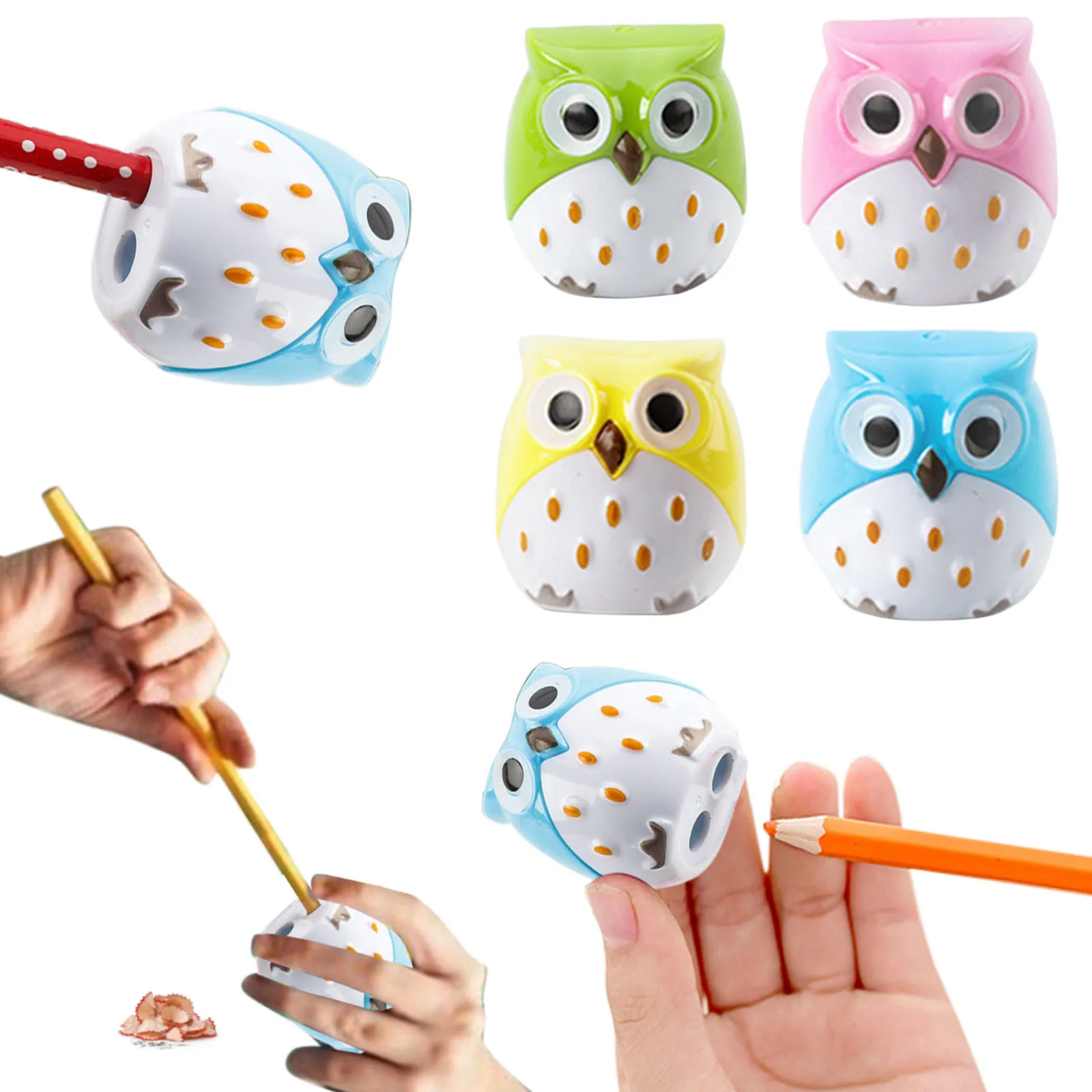 Colorful Owl Pencil Sharpener With Detachable Cap And Double-hole for Various Pencil Lengths Essential Stationery And Cute Toy