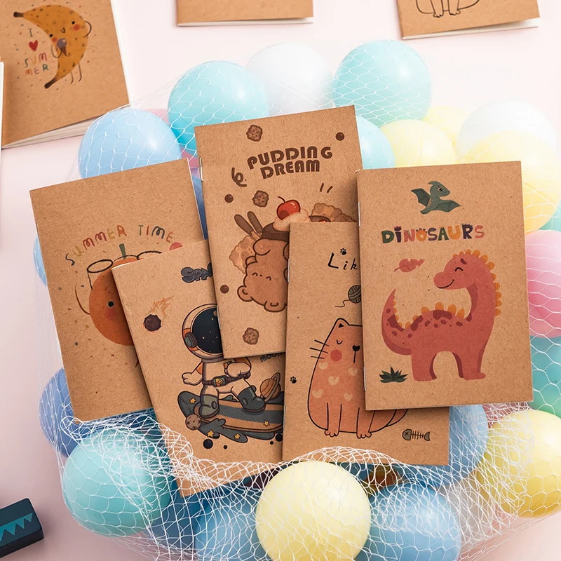 4pcs/1pc kraft paper vintage 64k small notebook mini pocket notepad blank interior car line book student small gift