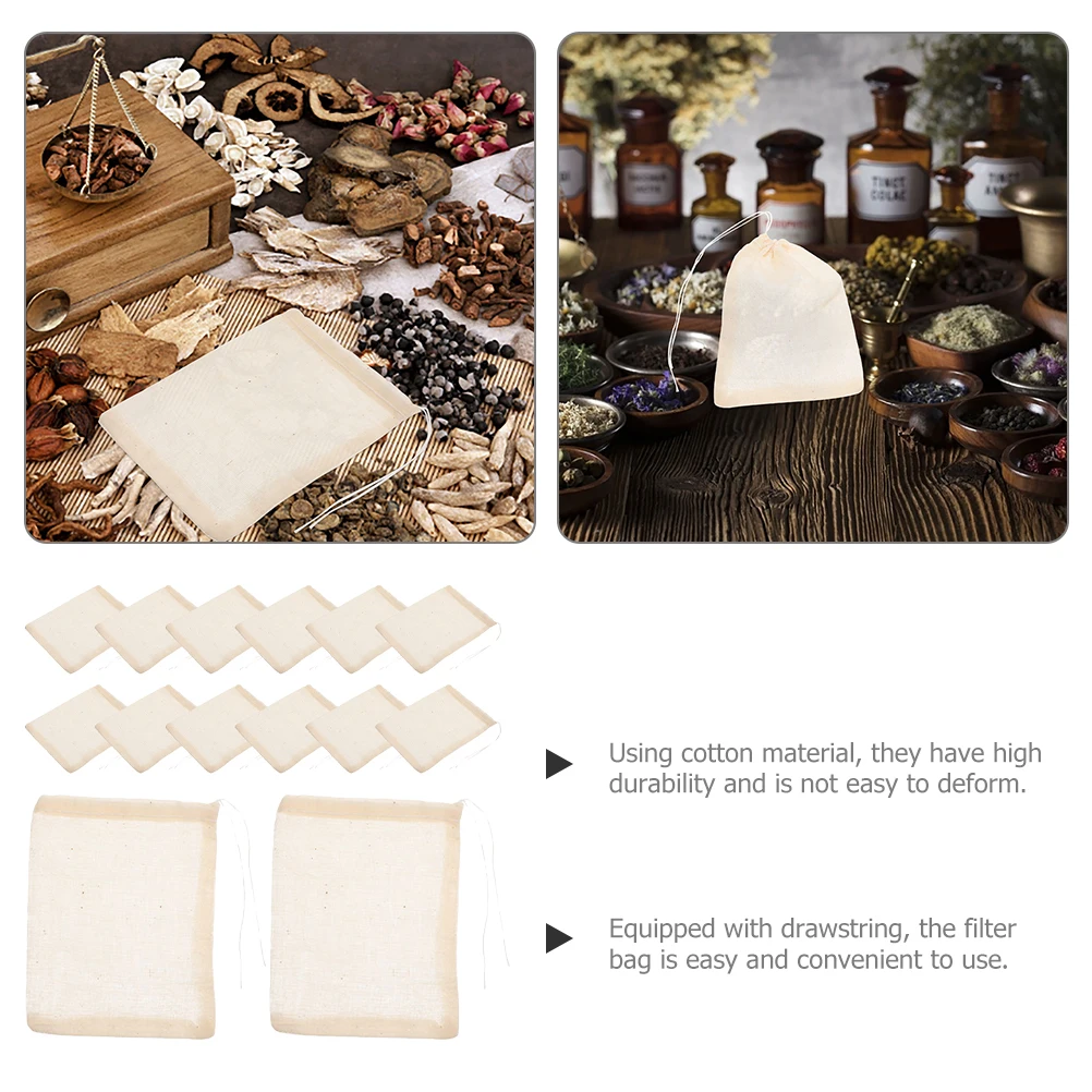 

25pcs Gauze Bags Cotton Soup Filter Strainer Tea Infuser Reusable Cooking Bag 15cm x 20cm Drawstring Heat Resistant