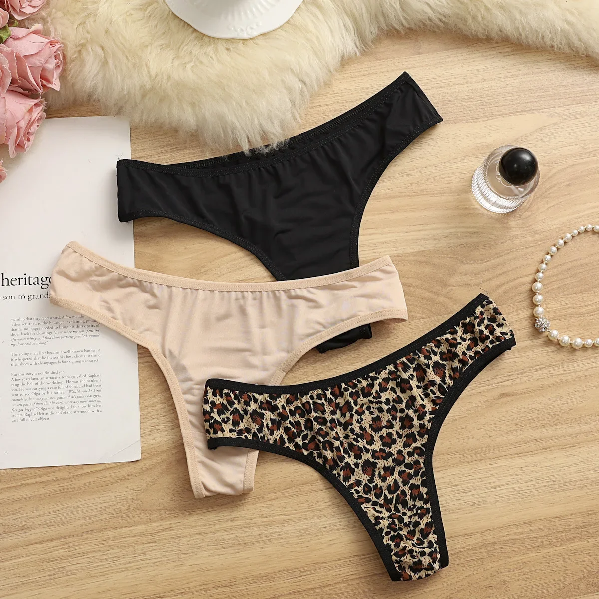 Leopard-print Thong Women Sexy Panties Low Waist Ice Silk Female Briefs Seamless Cotton g-string Women’s Underwear Sexy Lingerie image 4