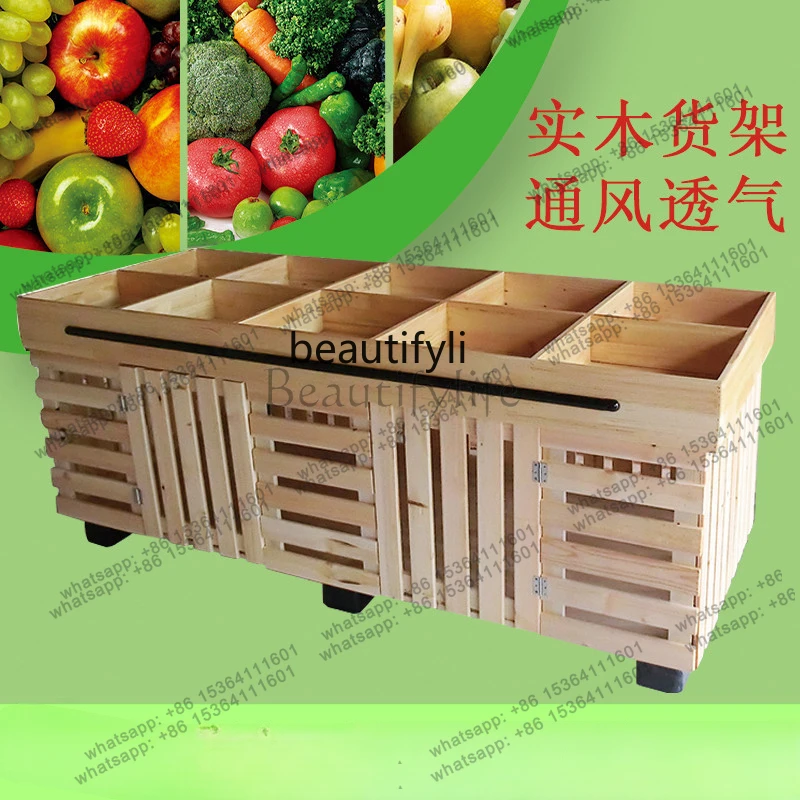 FG43-supermarket shelves, fruit racks, fresh store, vegetable display racks, solid wood multi-functional convenience store mobil