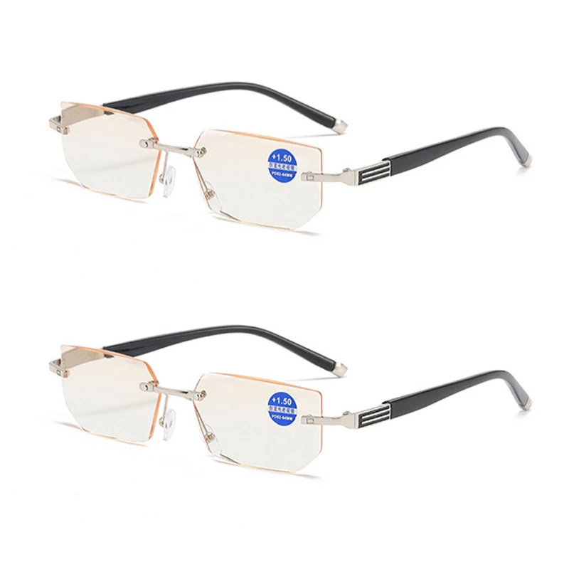 2 قطعة الكلاسيكية خفيفة بدون شفة الذاكرة التيتانيوم المغناطيسي نظارات للقراءة الرجال النساء طويل النظر النظارات قوة + 1.0 ~ + 4.0 #2