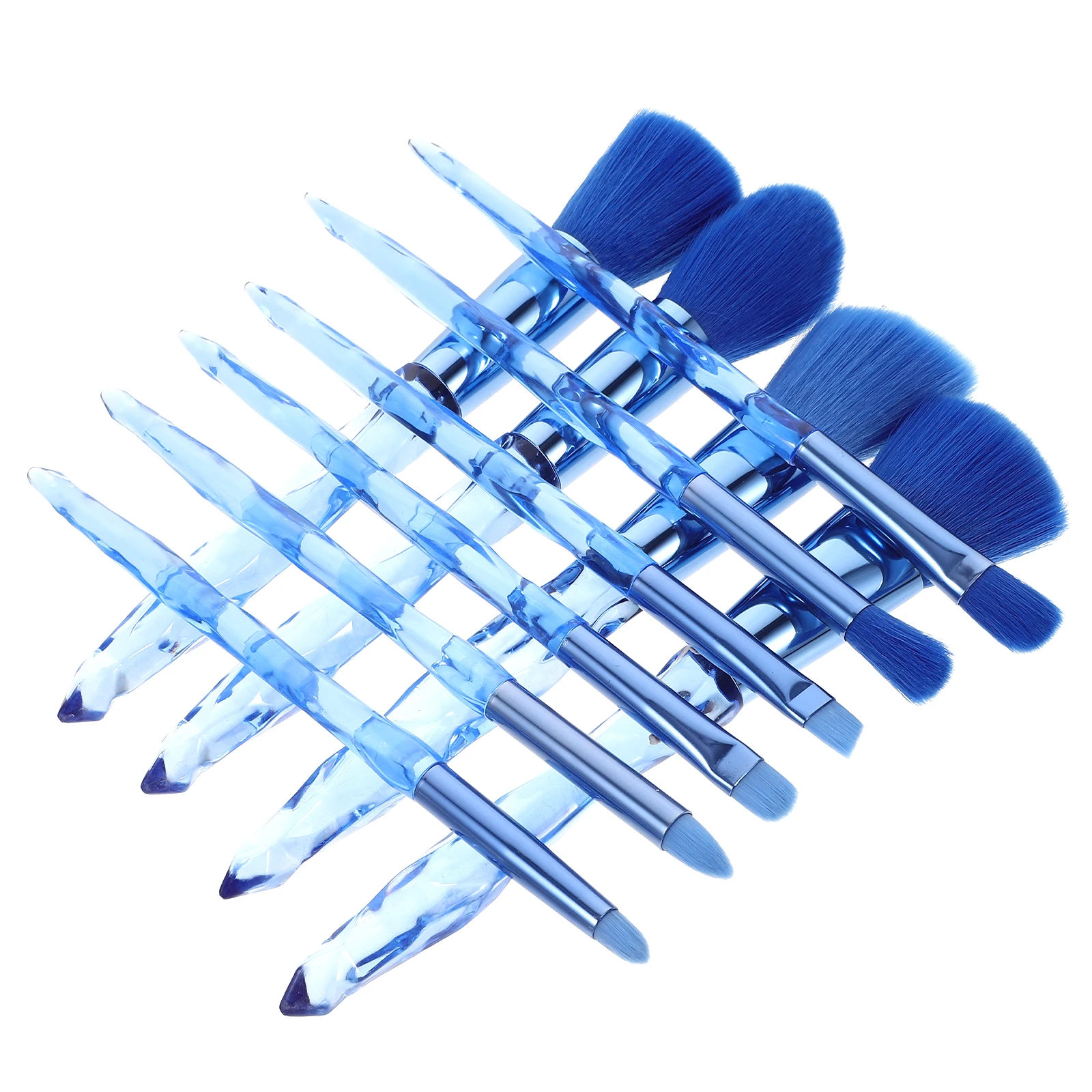 Juego de brochas de maquillaje para mujer, base, pintura en polvo facial, herramientas de plástico azul, brochas para sombra de ojos
