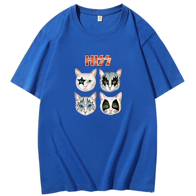 Mens Funny Hiss Funny Cats Rock Rockin T-Shirt Top T-Shirts Comfortable Oversized Short Sleeve t-shirts Summer Men's Clothing