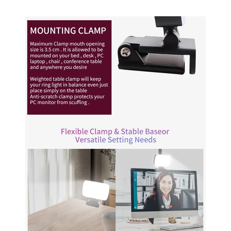 Mini Video Licht Konferenz Webcam Lampe Selfie einstellbare tragbare LED Fotografie Licht