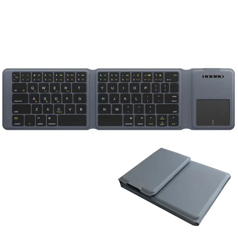 Bluetooth Wireless Touchpad Keyboard Portable Tri-Foldable Rechargeable Keyboard For PC Laptop Tablet