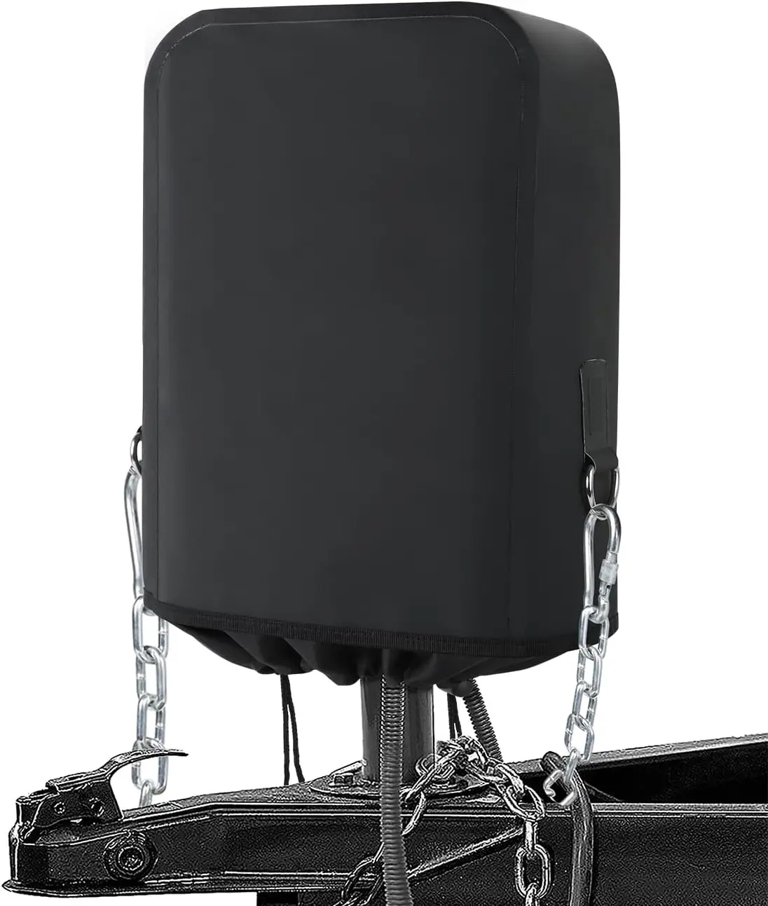 

RV Electric Tongue Jack Cover – Heavy-Duty Waterproof Design with Chain Hooks, Protective Black Cover for Outdoor Camper